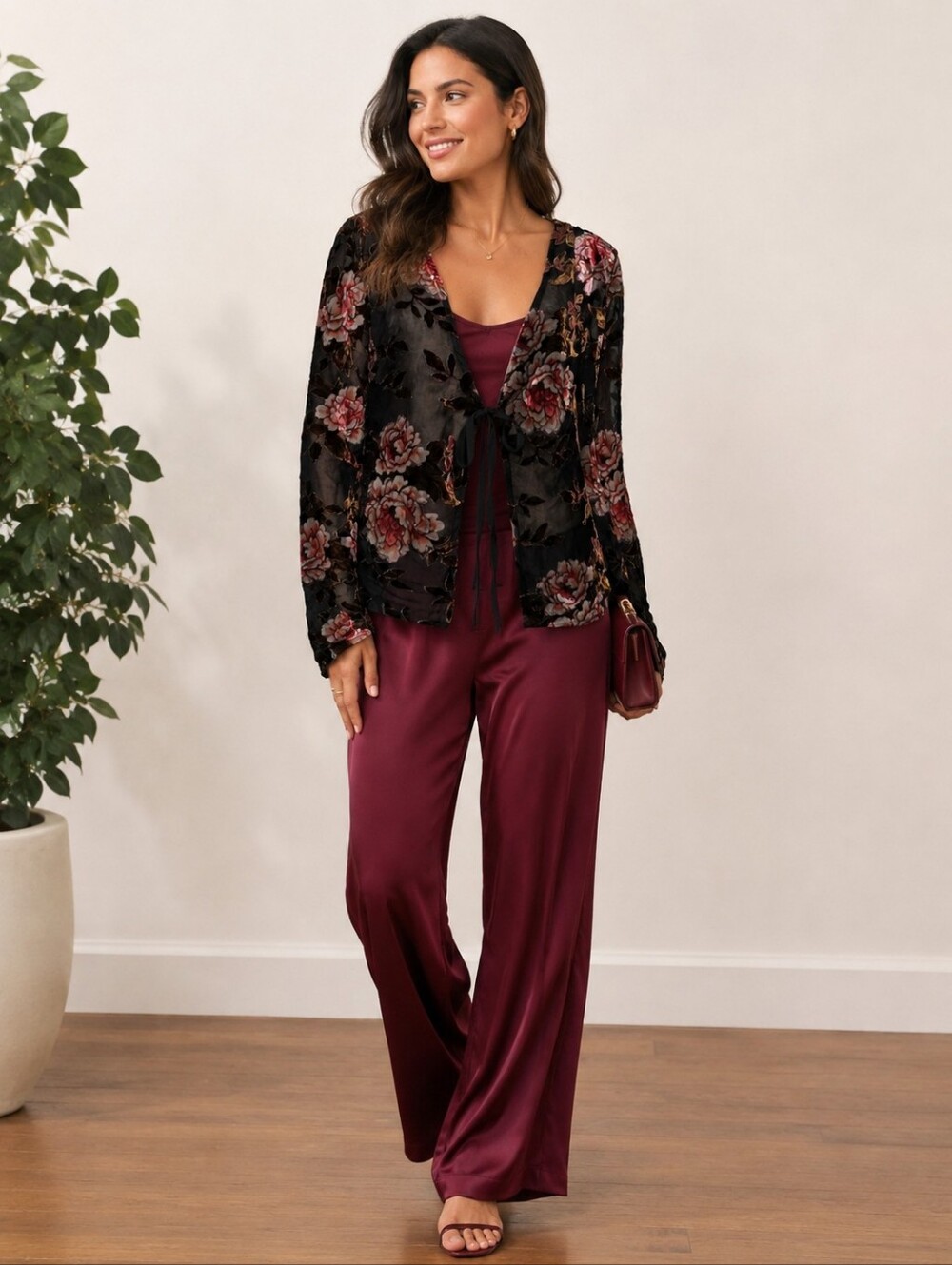 Lucy Paris Burn out Velvet Tie Y2k Cardigan M